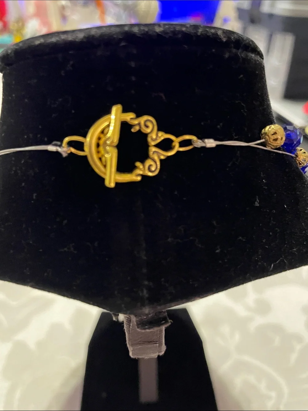 18” & 16”Dual Strand Indigo (Blue Lapis) beads with goldtone accents